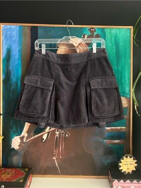 Wild Fable Gray Corduroy Cargo Mini Skirt Low Rise Y2K Utility Women’s Size S
